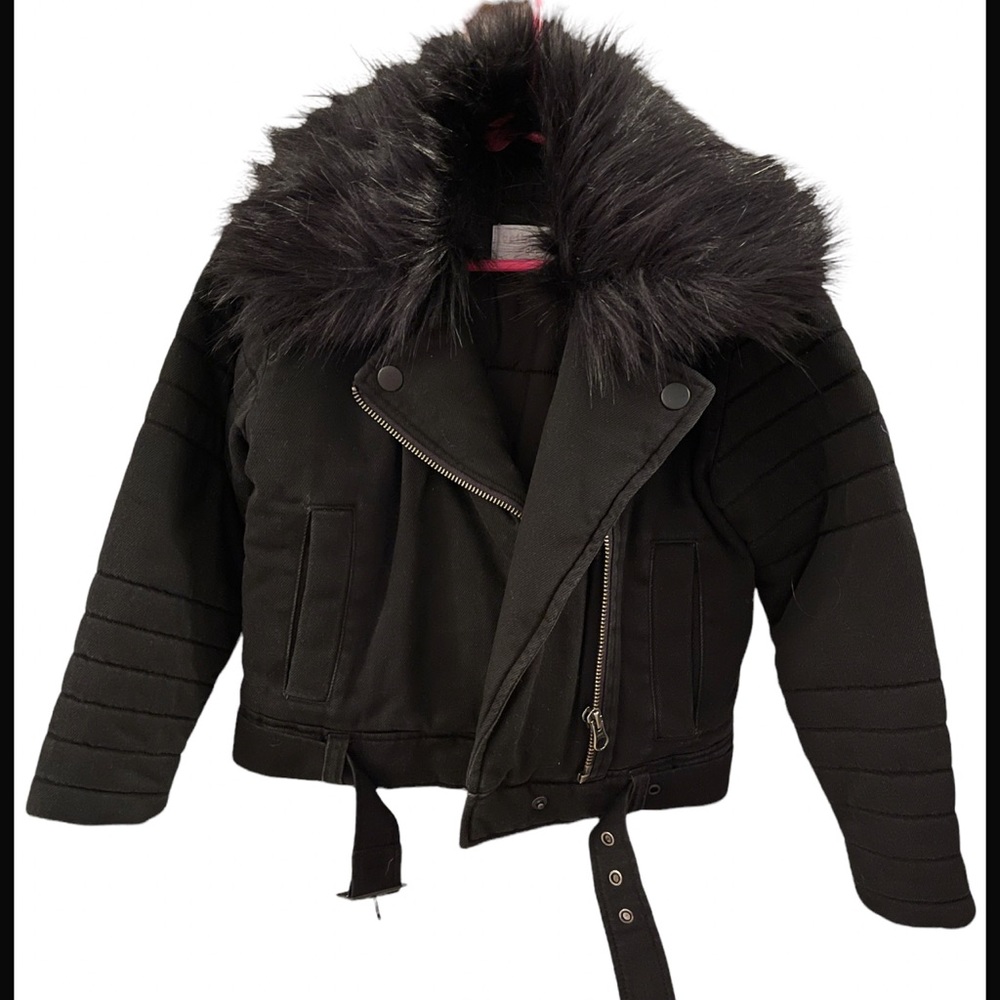 Girls Bella dahl jacket black denim lined jacket size 4/5